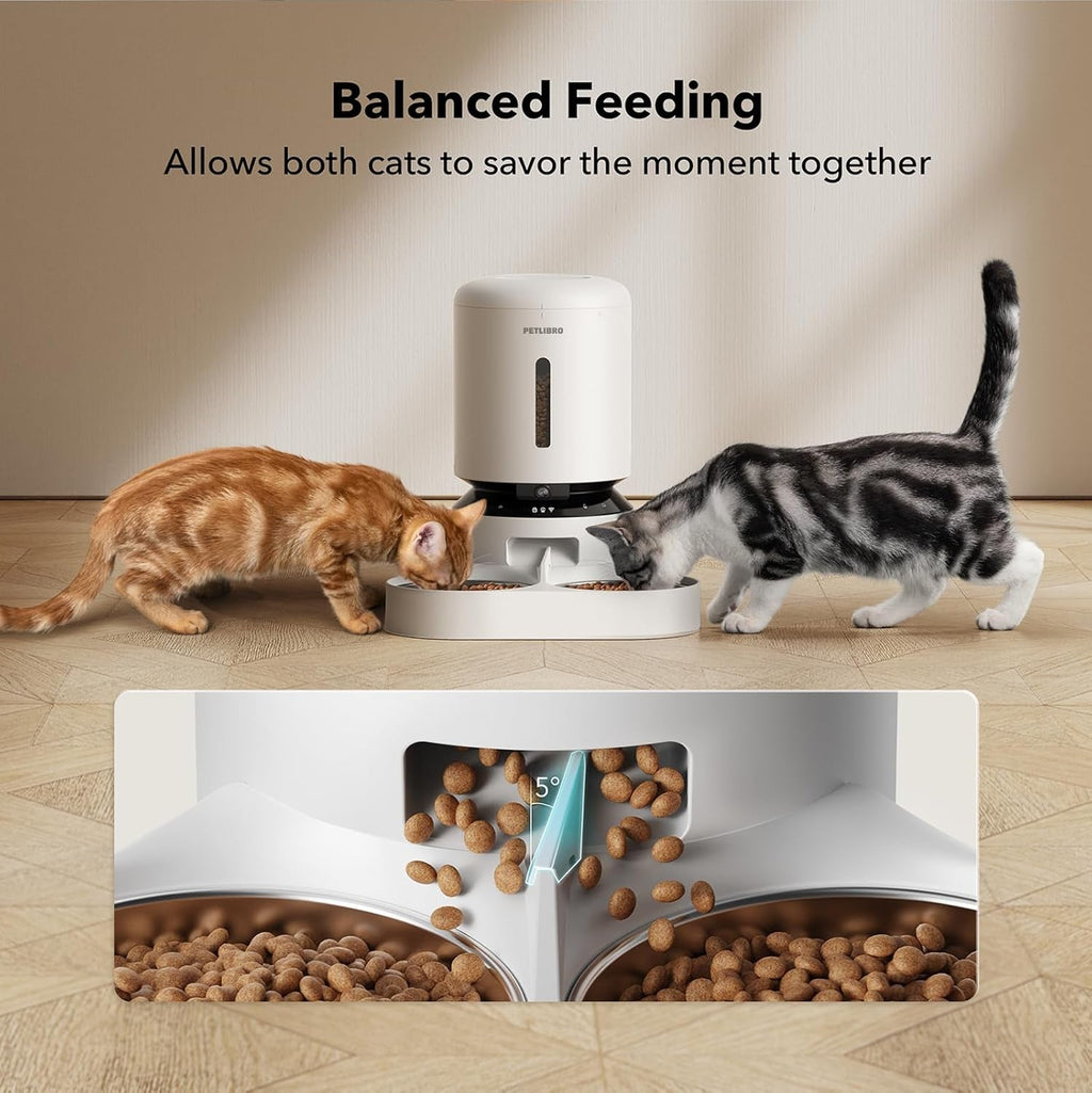 PETLIBRO Automatic Cat Feeder with Camera for Two Cats, 1080P HD Video with Night Vision, 5G Wifi Pet Feeder with Phone APP Control, 2-Way Audio for Cat & Dog, Low Food & Motion & Sound Alerts
